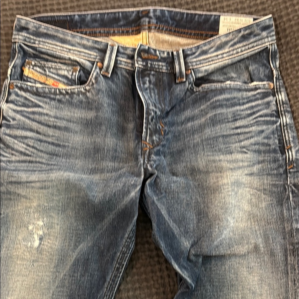 Diesel Blue Slim Jeans with Distressed Details